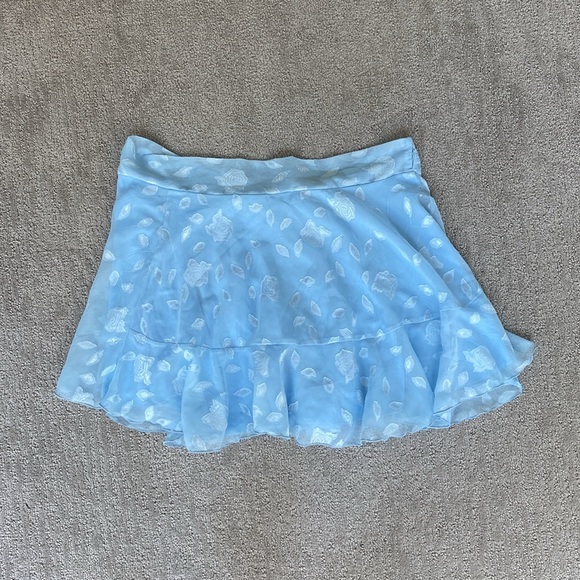 Lucy in the Sky Floral Chiffon Wrap Skirt in Sky Blue - Picture 3 of 3